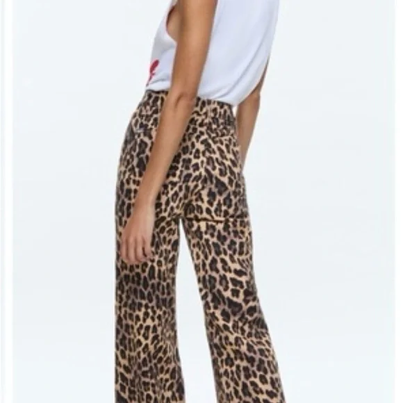 NWT Alice + Olivia Leopard Print Wide-Leg Wezzy Jeans size 30 - Picture 2 of 16